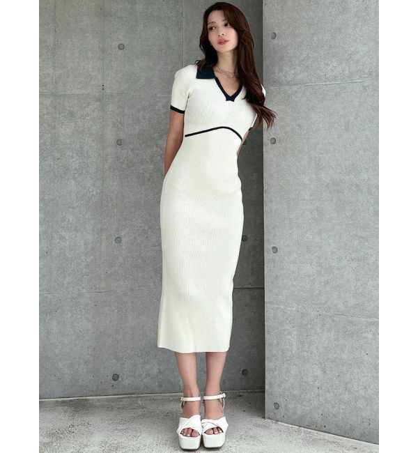 RESEXXY「バイカラーニットポロワンピース」|ワンピース|