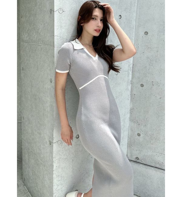 RESEXXY「バイカラーニットポロワンピース」|ワンピース|