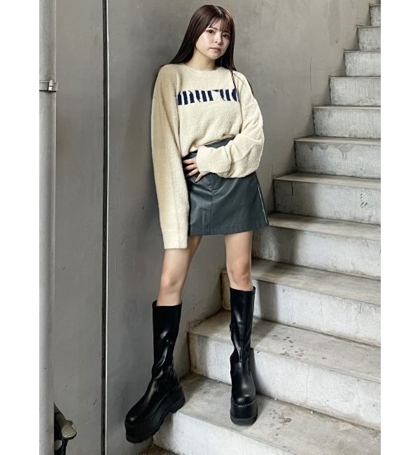 MURUA「ラウンドロゴシャギーニット」|ニット・セーター|