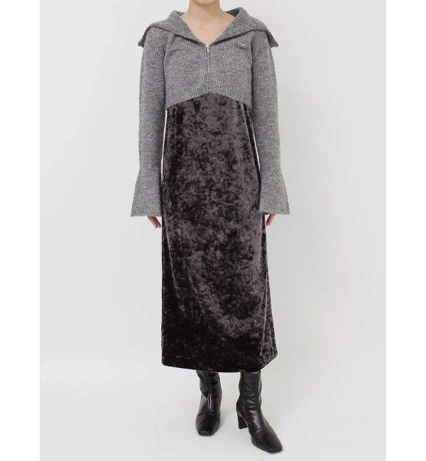 LAGUNAMOON「ショートZIPカーデセットベロアワンピース」|ワンピース|