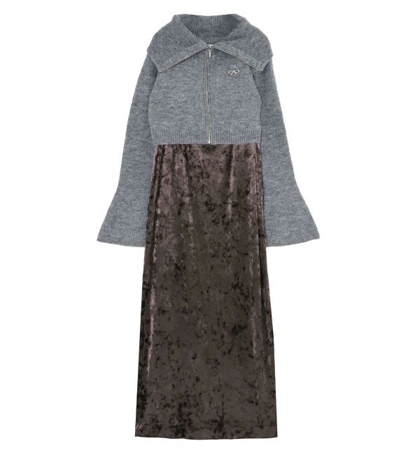 LAGUNAMOON「ショートZIPカーデセットベロアワンピース」|ワンピース|