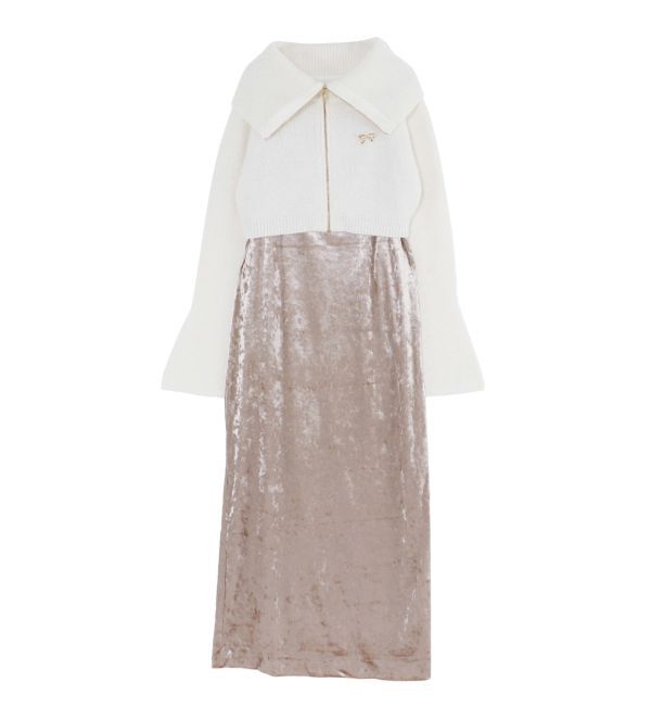 LAGUNAMOON「ショートZIPカーデセットベロアワンピース」|ワンピース|