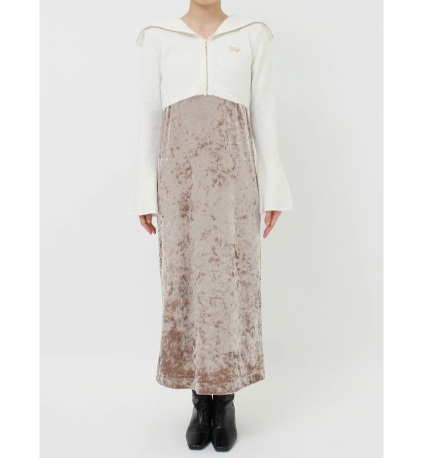 LAGUNAMOON「ショートZIPカーデセットベロアワンピース」|ワンピース|