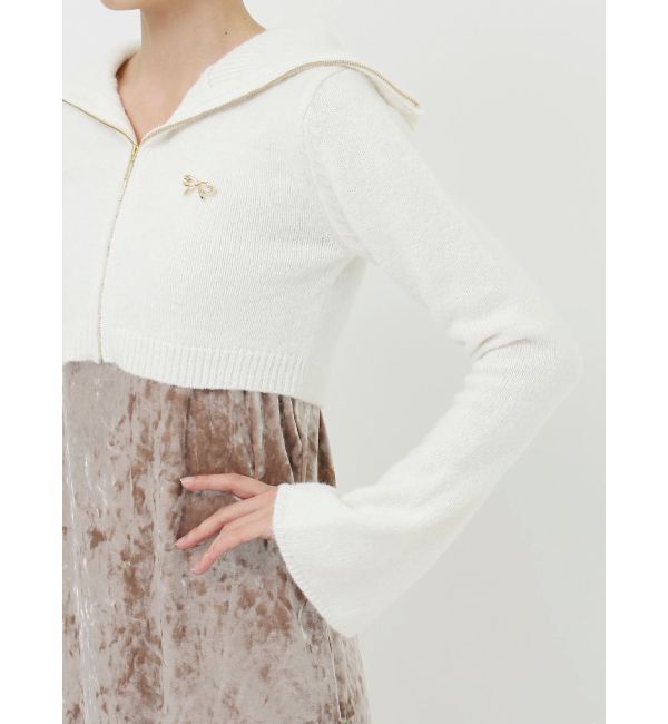 LAGUNAMOON「ショートZIPカーデセットベロアワンピース」|ワンピース|