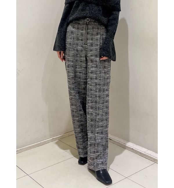 LAGUNAMOON「カットツイードフロントZIPパンツ」|その他|ブラック