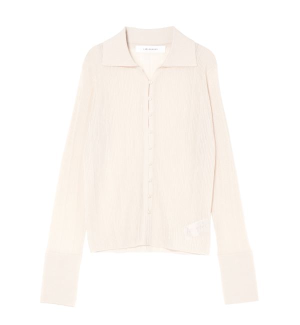 LAGUNAMOON「シャツカラーシアーニットプルオーバー」|ニット・セーター|アイボリー