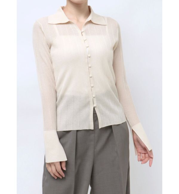 LAGUNAMOON「シャツカラーシアーニットプルオーバー」|ニット・セーター|