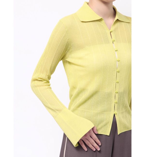 LAGUNAMOON「シャツカラーシアーニットプルオーバー」|ニット・セーター|