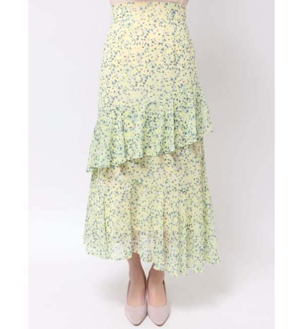 LAGUNAMOON「楊柳プリントアシンメトリーティアードスカート」|スカート|