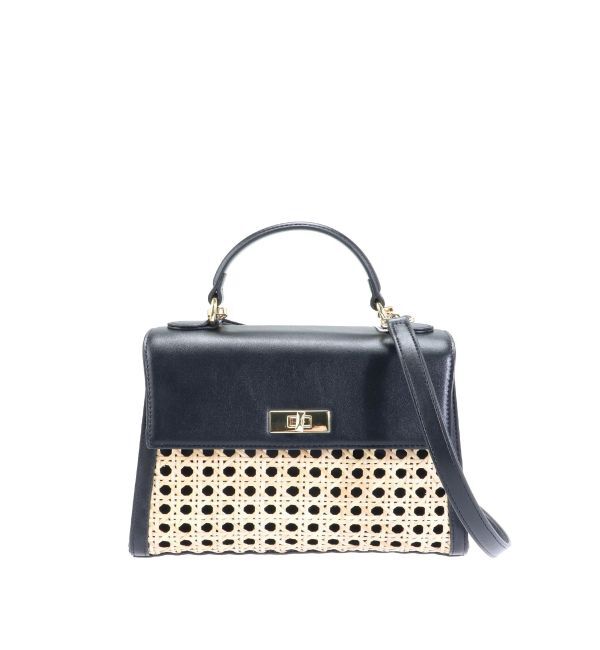 LAGUNAMOON「ラタンコンビミニバッグ」|ハンドバッグ|ブラック