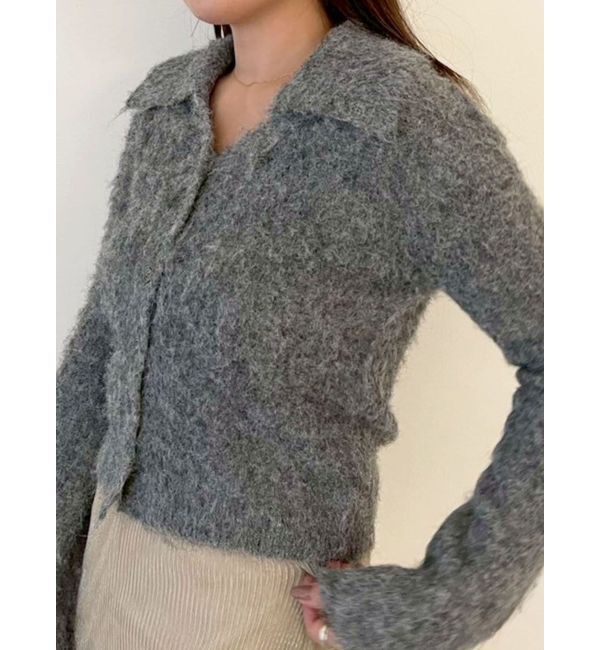 LAGUNAMOON「ヘアリーカラーカーデニットプルオーバー」|カーディガン|グレー