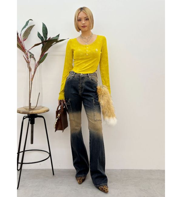 EVRIS「グラデーションフレアデニムパンツ【セットアップ着用可能】」|デニム|