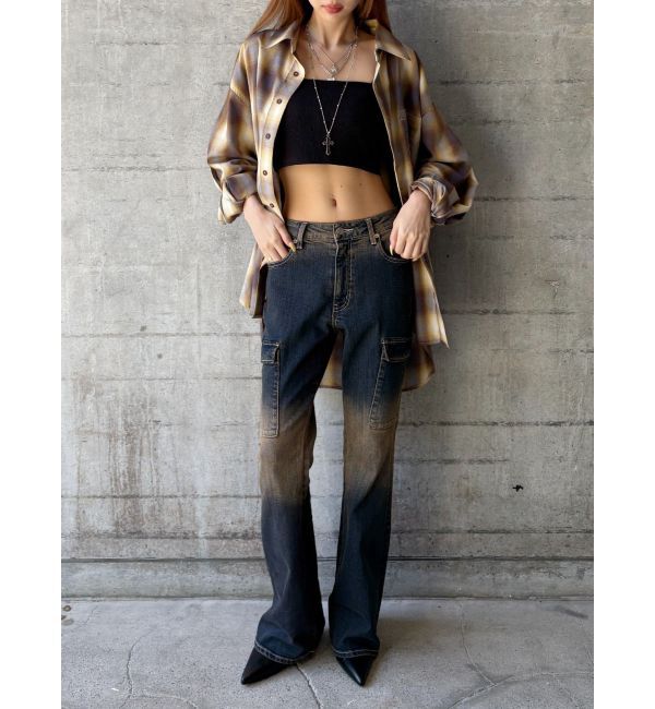 EVRIS「グラデーションフレアデニムパンツ【セットアップ着用可能】」|デニム|