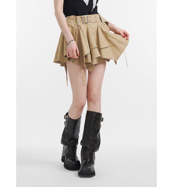jouetie「アシメヘムベルテッドミニスカート」|スカート|ベージュ