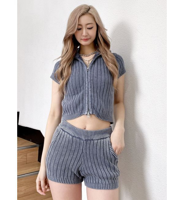 GYDA「W ZIPブリーチワイドリブニットトップス【SETUP着用可】」|ニット・セーター|