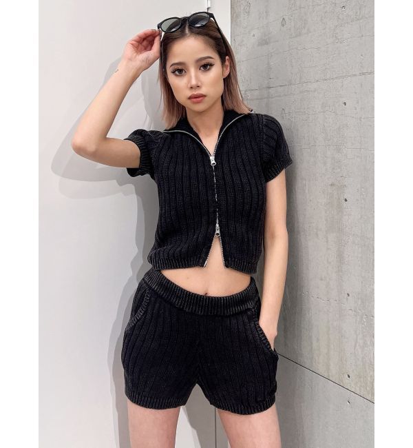 GYDA「W ZIPブリーチワイドリブニットトップス【SETUP着用可】」|ニット・セーター|