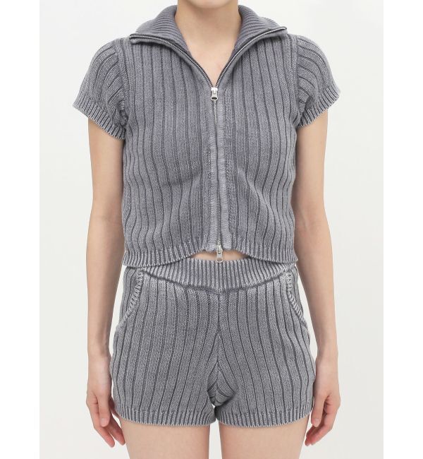 GYDA「W ZIPブリーチワイドリブニットトップス【SETUP着用可】」|ニット・セーター|