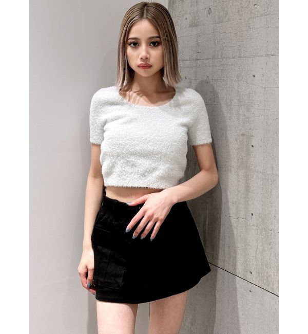 GYDA「シャギーハーフスリーブニットトップス」|ニット・セーター|