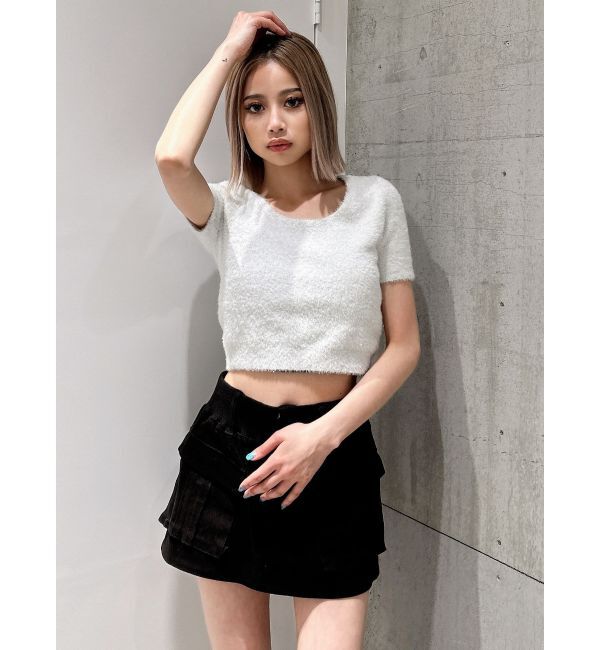 GYDA「シャギーハーフスリーブニットトップス」|ニット・セーター|