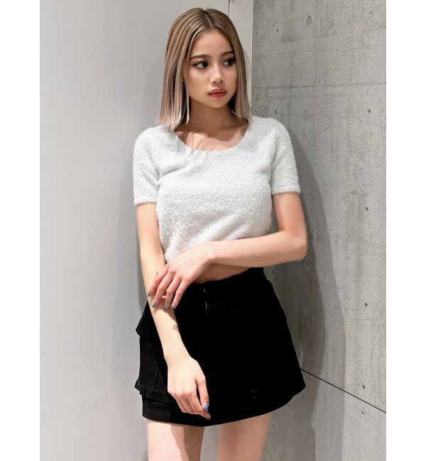 GYDA「シャギーハーフスリーブニットトップス」|ニット・セーター|