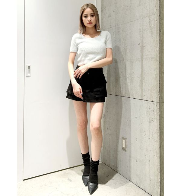 GYDA「シャギーハーフスリーブニットトップス」|ニット・セーター|