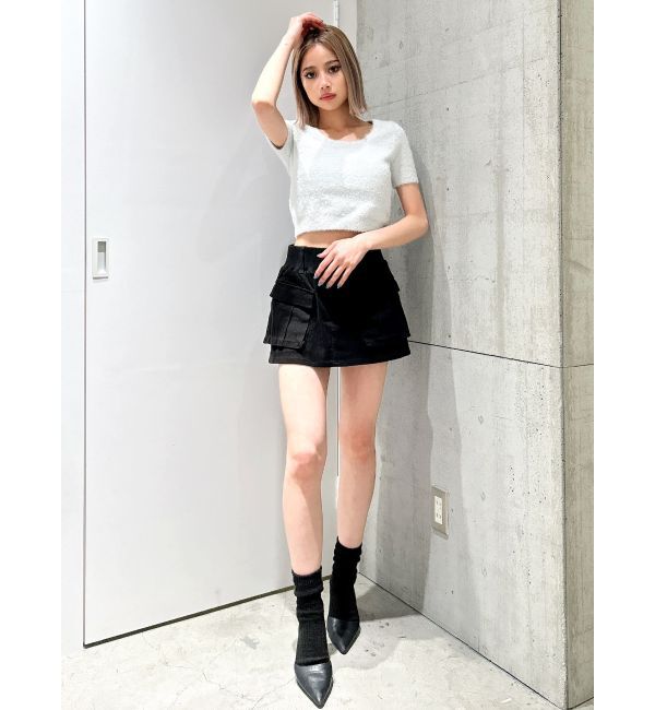 GYDA「シャギーハーフスリーブニットトップス」|ニット・セーター|