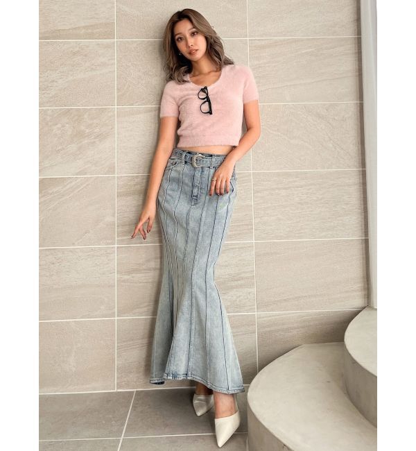 GYDA「シャギーハーフスリーブニットトップス」|ニット・セーター|