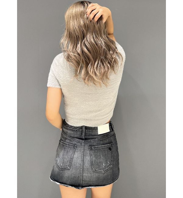 GYDA「シャギーハーフスリーブニットトップス」|ニット・セーター|