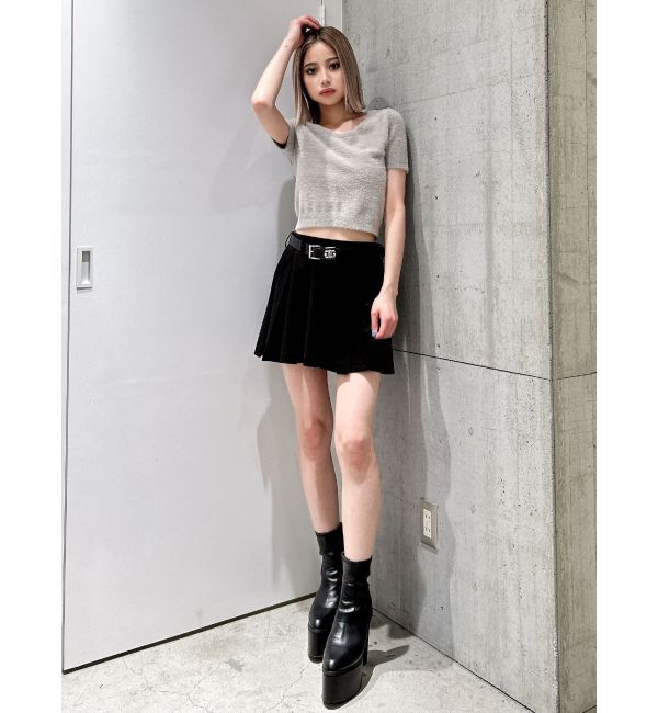 GYDA「シャギーハーフスリーブニットトップス」|ニット・セーター|