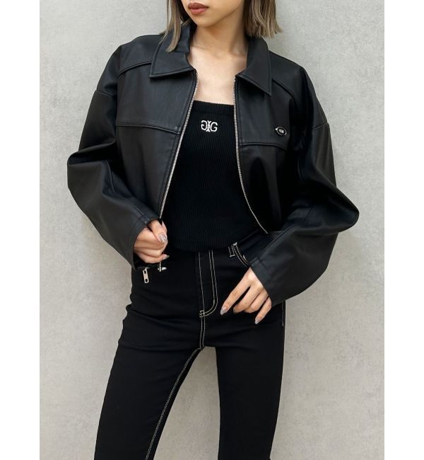 GYDA「【TINY】GYDAプレートショートフェイクレザージャケット」|その他|