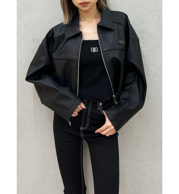 GYDA「【TINY】GYDAプレートショートフェイクレザージャケット」|その他|