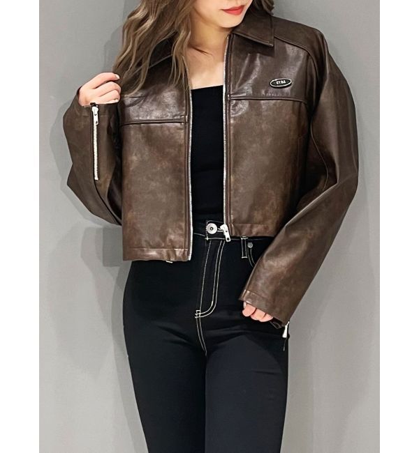 GYDA「【TINY】GYDAプレートショートフェイクレザージャケット」|その他|