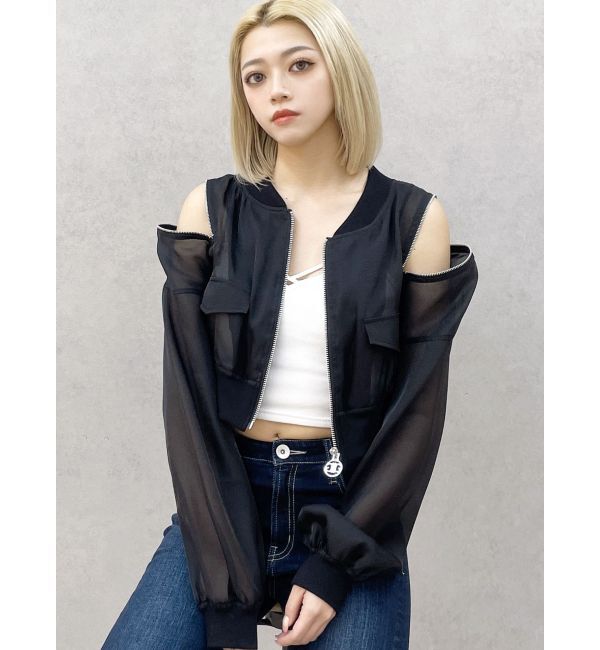 GYDA「SymmetryGYDA ZIP デザインシアーブルゾン」|ブルゾン・スタジャン|