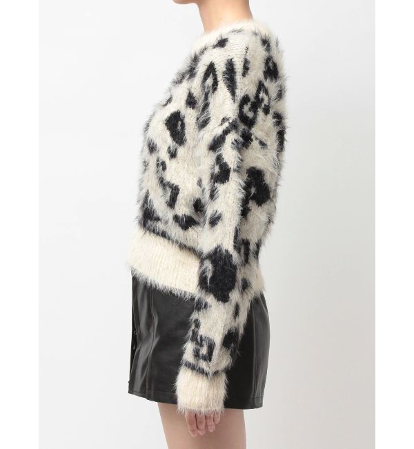 GYDA「GG Leopardシャギーショートニットトップス」|ニット・セーター|