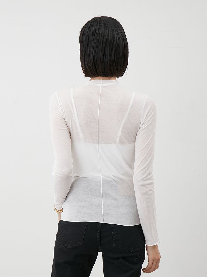 Mila Owen「コットン100％クルーネックシアーロンT」|Tシャツ・カットソー|