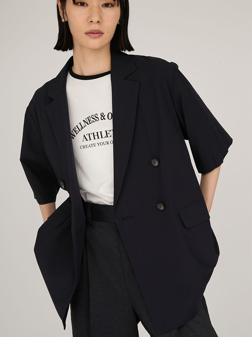 emmi atelier「UVカットハーフスリーブジャケット」|テーラードジャケット|NVY
