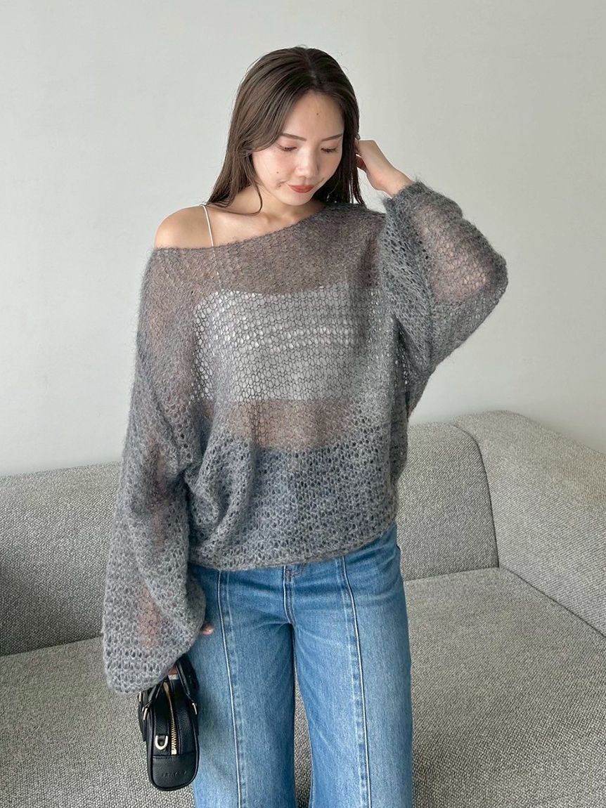 FRAY I.D「シアーモヘヤニットプルオーバー」|ニット・セーター|GRY