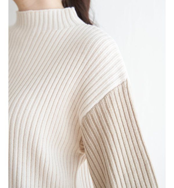 ikka「配色ワイドリブニット」|プルオーバー|