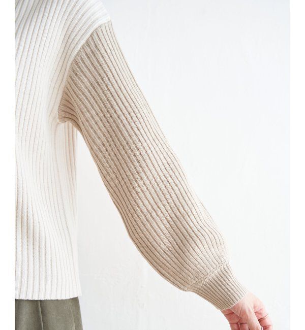 ikka「配色ワイドリブニット」|プルオーバー|