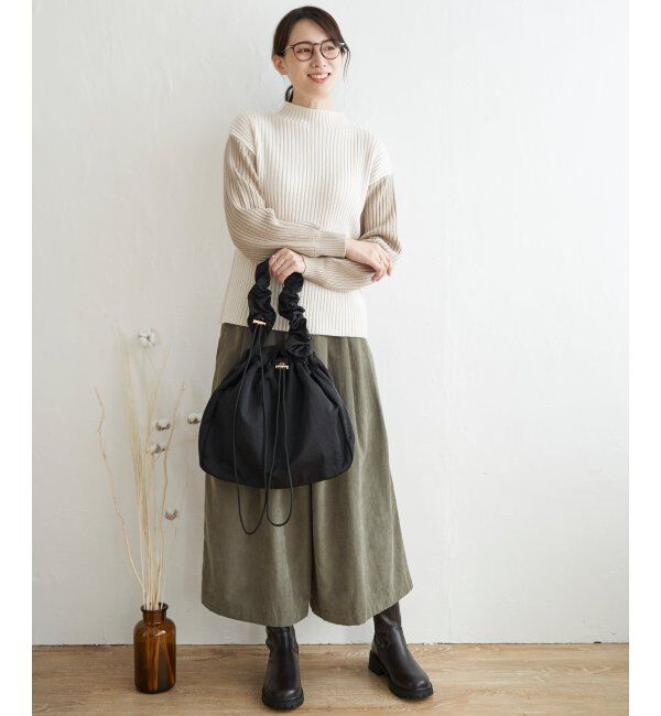 ikka「配色ワイドリブニット」|プルオーバー|