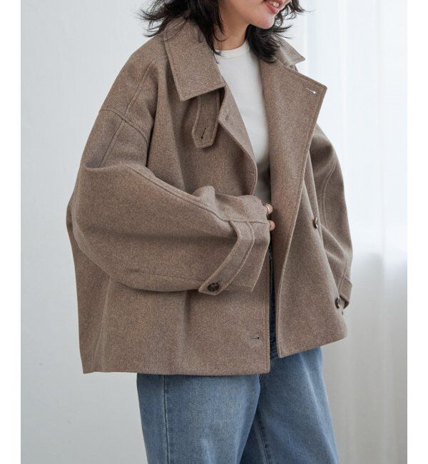 VENCE share style「フェイクモッサスタンドショートジャケット/スタンドカラー/ロングスリーブ」|その他|ブラウン