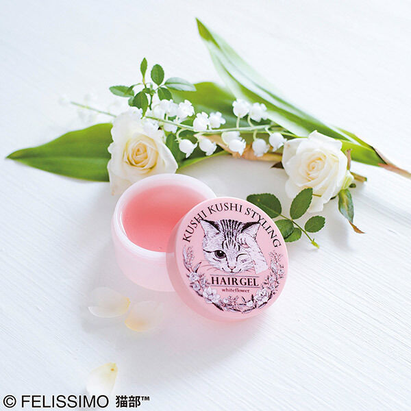  「フェリシモ猫部 くしくし毛づくろい 3Dスタイリングヘアジェル〈ホワイトフラワー〉 ピンク 本体」|ヘアスタイリング|