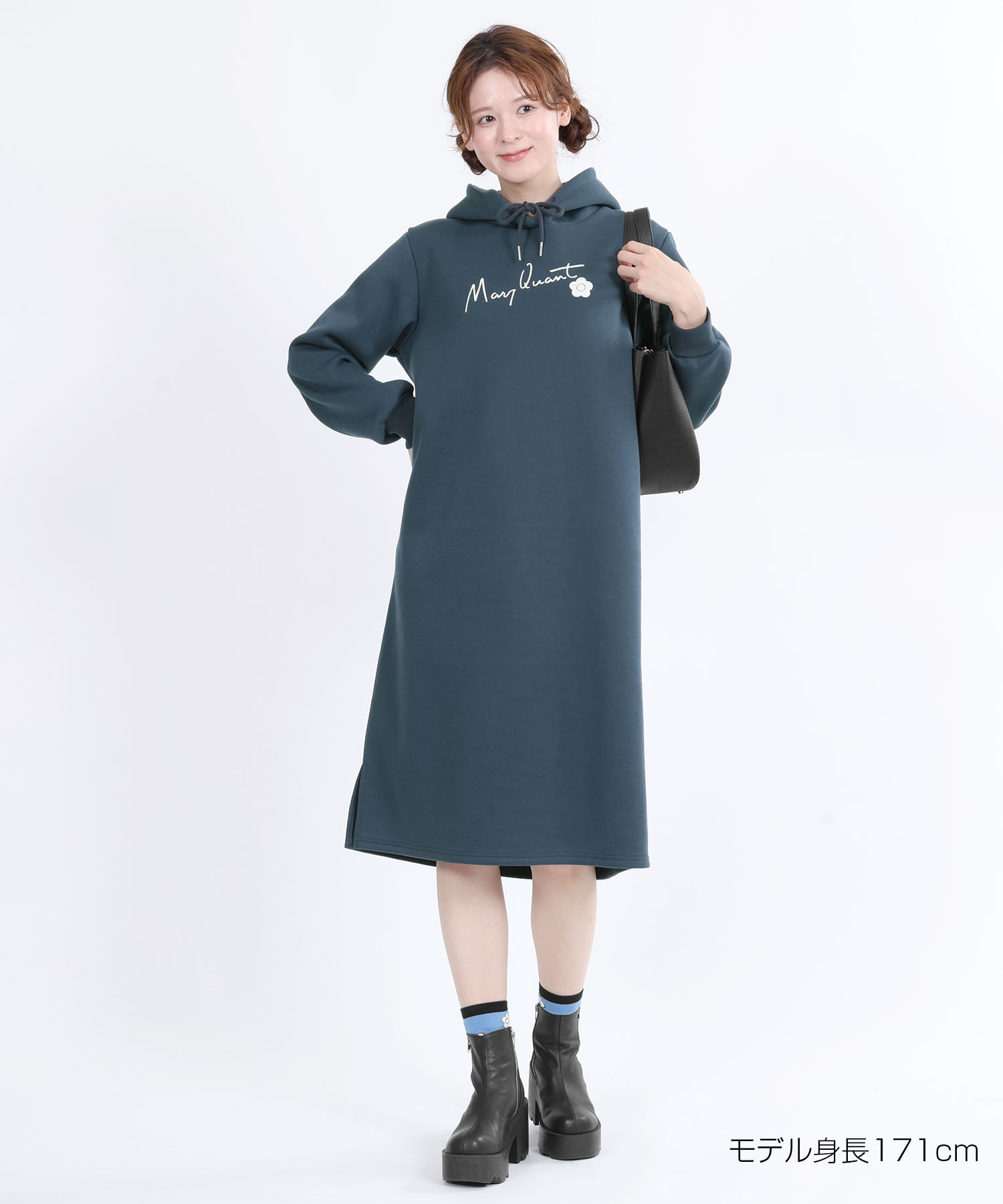 MARY QUANT「フードサインロゴ ワンピース」|ワンピース|ブルー