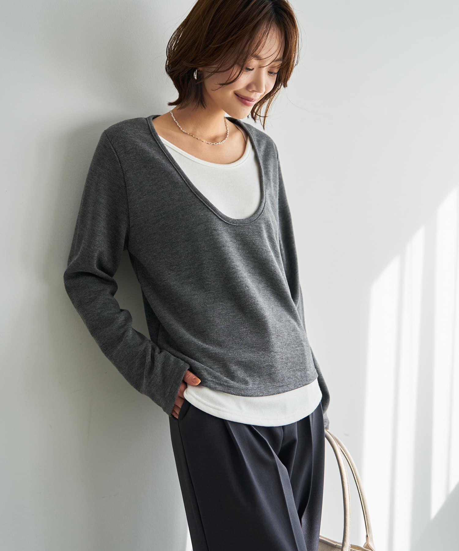 STYLE DELI「レイヤードUネックカットソートップス」|Tシャツ・カットソー|