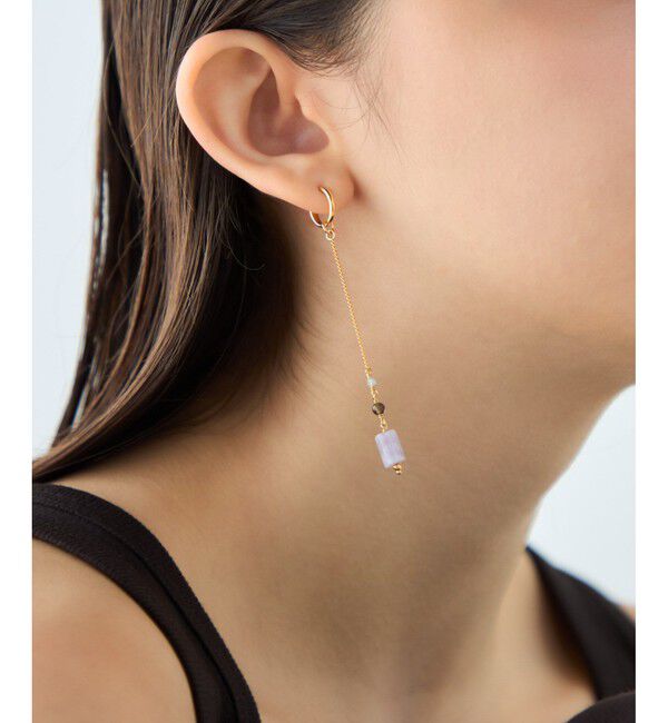 ete「ナチュラルストーン チューブカット イヤリング」|イヤリング|