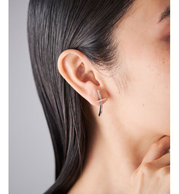 Jouete「[ウェアピアス] ジルコニア クロス コンビカラー」|ピアス|