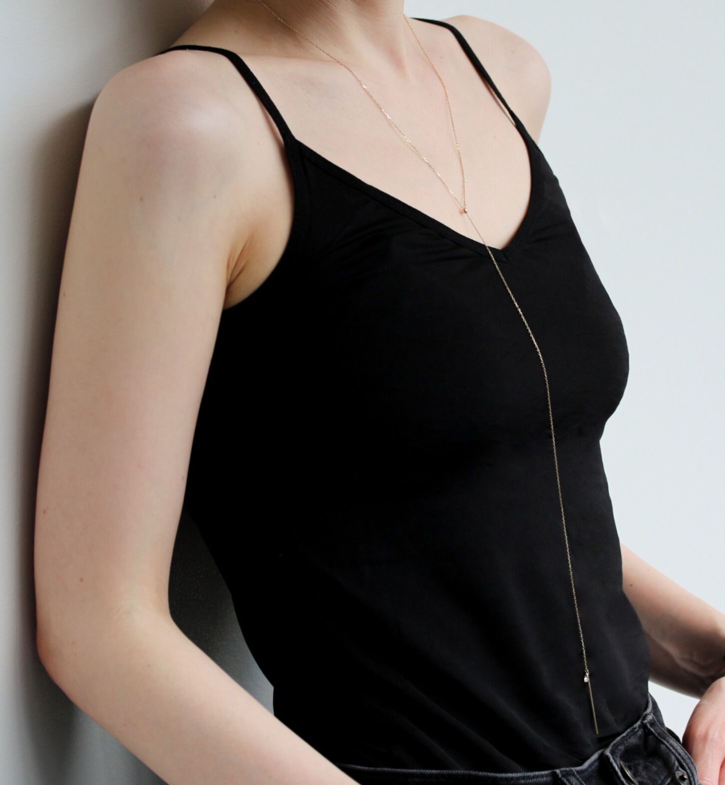  「シャンパンダイヤモンド 0.1ct ムーブチェーン ネックレス | K10YG 〈ヌーディー〉」|ネックレス|