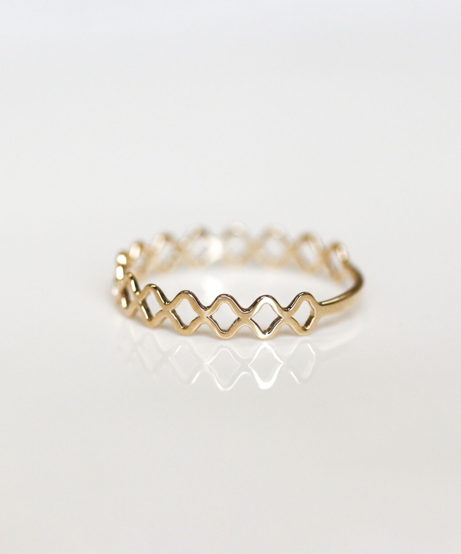  「ゴールド ハーフメッシュ リング | K10YG」|リング|