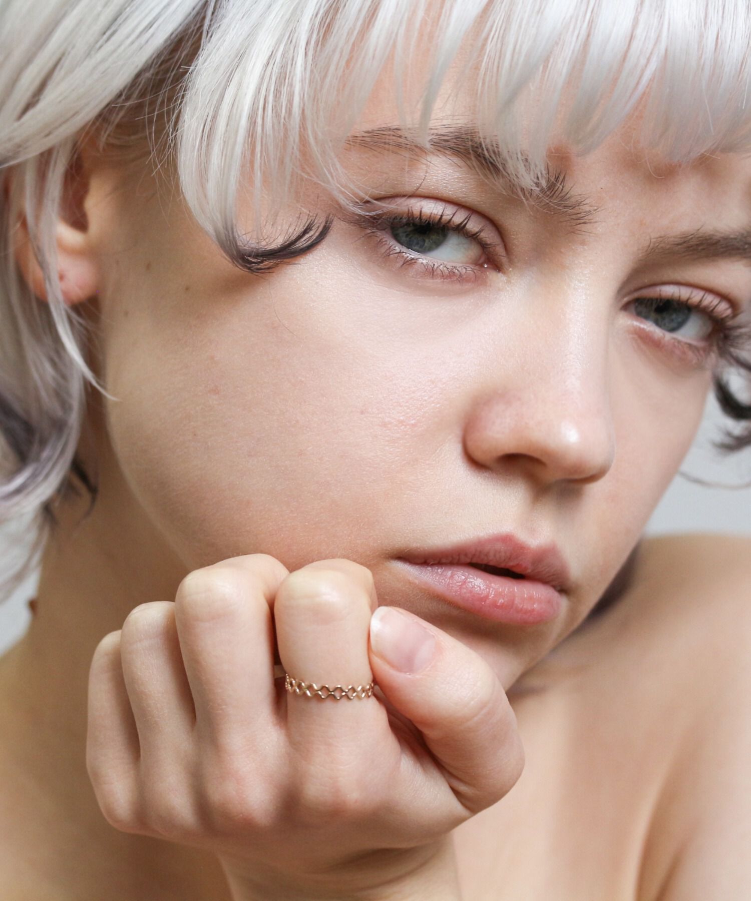  「ゴールド ハーフメッシュ リング | K10YG」|リング|