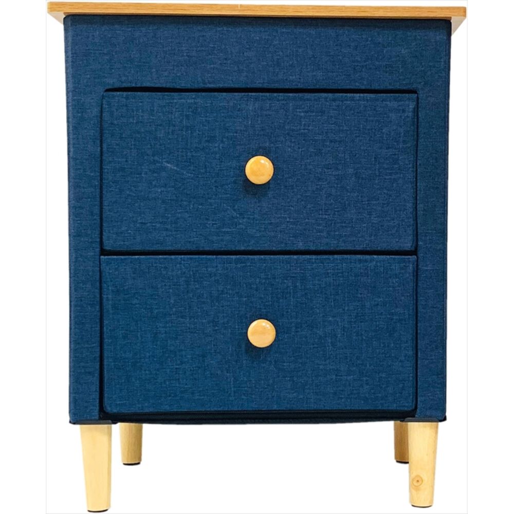BACKYARD FAMILY「チェスト 2段 楽天 ソファサイド W48&times;D32&times;H62cm ベッドサイド ファブリックチェスト」|その他|ブルー1
